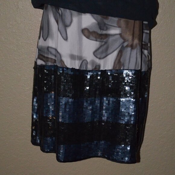Sz 6 Thread Social Black Floral and Sequin Detail Sleeveless Dress - Picture 3 of 8